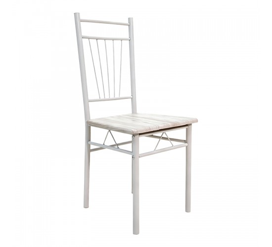 Τραπεζαρία Roza σετ 5τμχ mdf sonoma με μεταλλικό λευκό πόδι 110x60x75εκ Υλικό: MDF - METAL 072-000184