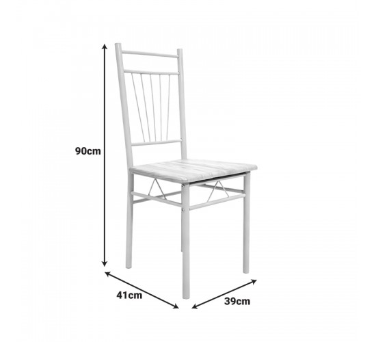 Τραπεζαρία Roza σετ 5τμχ mdf sonoma με μεταλλικό λευκό πόδι 110x60x75εκ Υλικό: MDF - METAL 072-000184