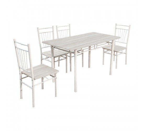 Τραπεζαρία Roza σετ 5τμχ mdf sonoma με μεταλλικό λευκό πόδι 110x60x75εκ Υλικό: MDF - METAL 072-000184