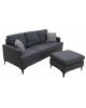 Γωνιακός καναπές με σκαμπό Slim υφασμάτινος χρώμα ανθρακί με μαξιλάρια 185x140x70εκ Υλικό: FABRIC 074-000003