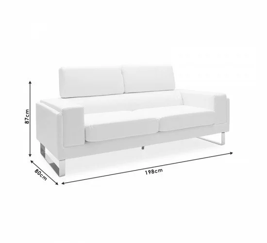 Καναπές Shea 3θέσιος PU ivory-inox 198x80x87εκ Υλικό: PU - INOX 074-000008 Καναπές Shea 3θέσιος PU ivory-inox 198x80x87εκ Υλικό: PU - INOX 074-000008
