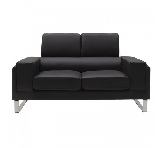 Καναπές Shea 2θέσιος pu μαύρο-inox 158x80x87εκ Υλικό: PU - INOX 074-000012 Καναπές Shea 2θέσιος pu μαύρο-inox 158x80x87εκ Υλικό: PU - INOX 074-000012