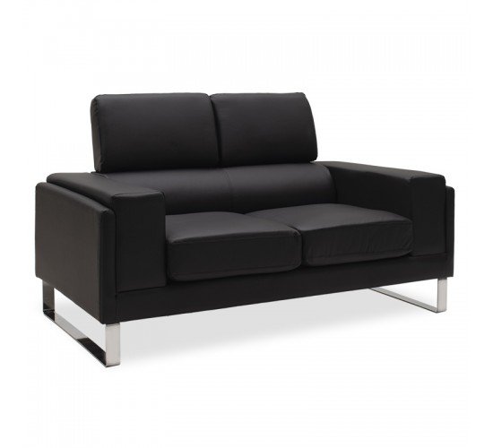 Καναπές Shea 2θέσιος pu μαύρο-inox 158x80x87εκ Υλικό: PU - INOX 074-000012 Καναπές Shea 2θέσιος pu μαύρο-inox 158x80x87εκ Υλικό: PU - INOX 074-000012