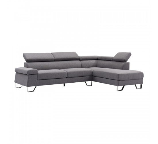 Γωνιακός καναπές Gracious δεξιά γωνία ύφασμα ανθρακί 257x178x86εκ Υλικό: FABRIC - POCKET SPRING - METAL LEGS - FOAM 074-000029