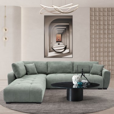 Γωνιακός καναπές Gianco αναστρέψιμος ύφασμα σε μέντα απόχρωση 298x208x85εκ Υλικό: FABRIC -POCKET SPRING-  FOAM 074-000050