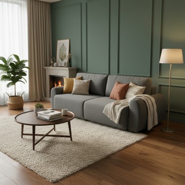 Kαναπές-κρεβάτι τριθέσιος Hungie υφασμα γκρι 250x92x89εκ Υλικό: POLYESTER FABRIC- NEW FOAM - Plastic Leg-Wooden frame 074-000063