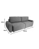 Kαναπές-κρεβάτι τριθέσιος Hungie υφασμα γκρι 250x92x89εκ Υλικό: POLYESTER FABRIC- NEW FOAM - Plastic Leg-Wooden frame 074-000063