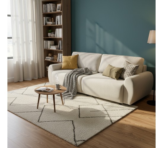 Kαναπές-κρεβάτι τριθέσιος Hungie υφασμα μπεζ 250x92x89εκ Υλικό: FABRIC- NEW FOAM - Plastic Leg 074-000064