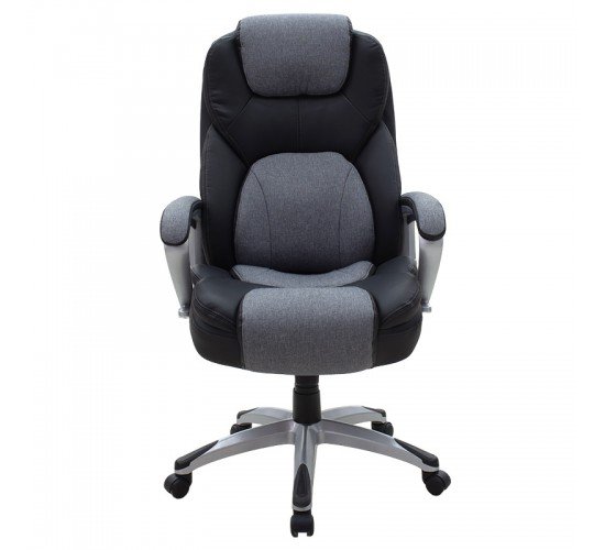 Καρέκλα γραφείου διευθυντή Lockie με PU μαύρο-ύφασμα γκρι Υλικό: PU - METAL - FABRIC 076-000014