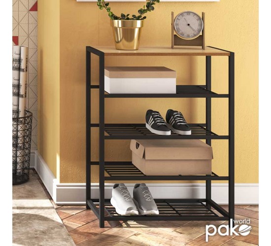 Παπουτσοθήκη Ramon 12 ζευγών φυσικό-μαύρο 63x30x83εκ Υλικό: CLIPBOARD 15mm WITH MELAMINE METAL 085-000011 Παπουτσοθήκη Ramon 12 ζευγών φυσικό-μαύρο 63x30x83εκ Υλικό: CLIPBOARD 15mm WITH MELAMINE METAL 085-000011