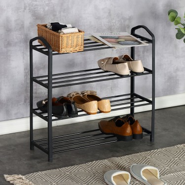 Παπουτσοθήκη Ramon 12 ζευγών μέταλλο μαύρο 62x20x62εκ Υλικό: METAL 085-000014