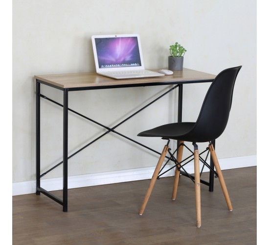 Γραφείο εργασίας Bailon σε oak απόχρωση με μαύρο μέταλλο 100x40x70εκ Υλικό: CHIPBOARD WITH MELAMINE - STEEL TUBE WITH ELECTRIC COATING IN BLACK - PLASTIC PART 085-000025