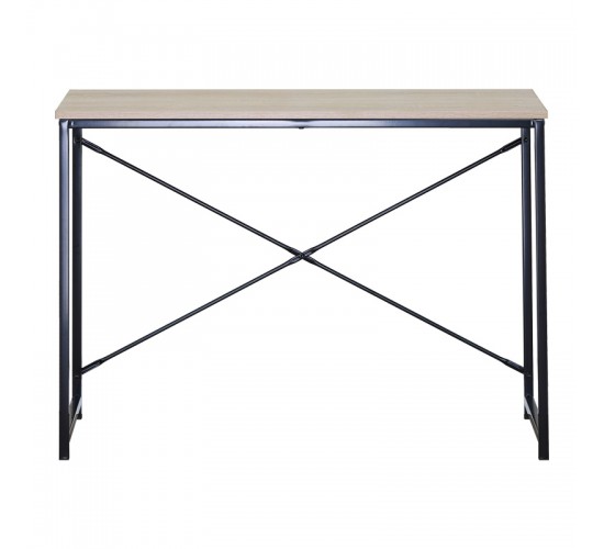 Γραφείο εργασίας Bailon σε oak απόχρωση με μαύρο μέταλλο 100x40x70εκ Υλικό: CHIPBOARD WITH MELAMINE - STEEL TUBE WITH ELECTRIC COATING IN BLACK - PLASTIC PART 085-000025
