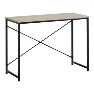Γραφείο εργασίας Bailon σε oak απόχρωση με μαύρο μέταλλο 100x40x70εκ Υλικό: CHIPBOARD WITH MELAMINE - STEEL TUBE WITH ELECTRIC COATING IN BLACK - PLASTIC PART 085-000025