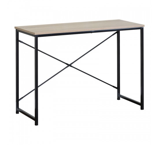 Γραφείο εργασίας Bailon σε oak απόχρωση με μαύρο μέταλλο 100x40x70εκ Υλικό: CHIPBOARD WITH MELAMINE - STEEL TUBE WITH ELECTRIC COATING IN BLACK - PLASTIC PART 085-000025