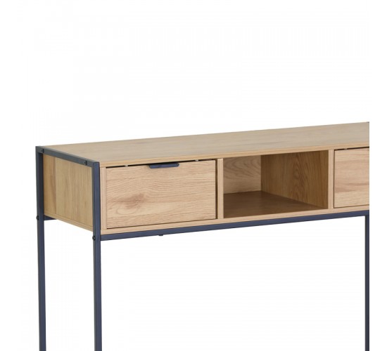 Κονσόλα Regando σε oak απόχρωση με μαύρο μέταλλο 100x35x80εκ Υλικό: CHIPBOARD WITH MELAMINE - STEEL TUBE WITH ELECTRIC COATING IN BLACK - PLASTIC PART 085-000027