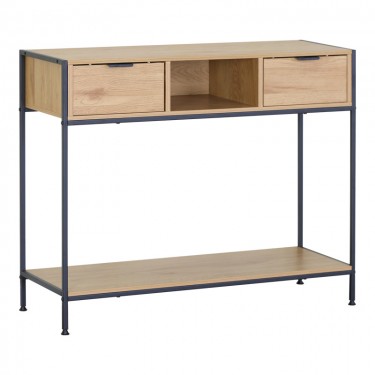 Κονσόλα Regando σε oak απόχρωση με μαύρο μέταλλο 100x35x80εκ Υλικό: CHIPBOARD WITH MELAMINE - STEEL TUBE WITH ELECTRIC COATING IN BLACK - PLASTIC PART 085-000027