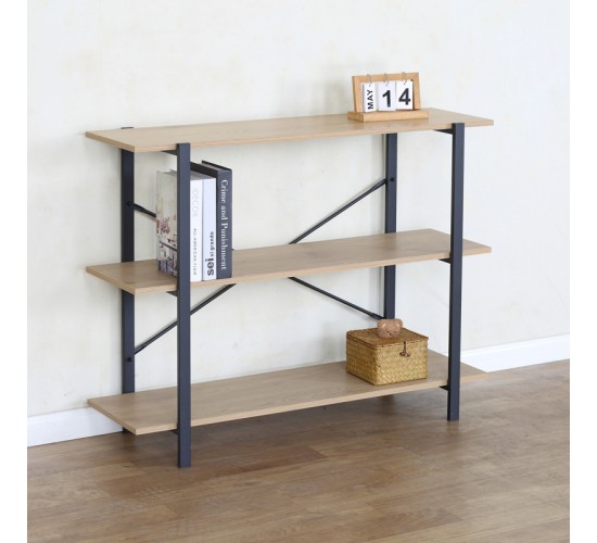 Επιδαπέδια ραφιέρα Nebranzo σε oak απόχρωση με μαύρο μέταλλο 106x35x80εκ Υλικό: CHIPBOARD WITH MELAMINE - STEEL TUBE WITH ELECTRIC COATING IN BLACK - PLASTIC PART 085-000028