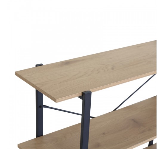 Επιδαπέδια ραφιέρα Nebranzo σε oak απόχρωση με μαύρο μέταλλο 106x35x80εκ Υλικό: CHIPBOARD WITH MELAMINE - STEEL TUBE WITH ELECTRIC COATING IN BLACK - PLASTIC PART 085-000028