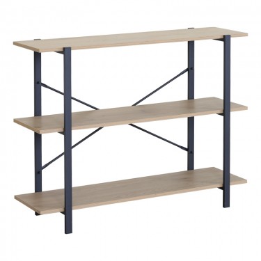 Επιδαπέδια ραφιέρα Nebranzo σε oak απόχρωση με μαύρο μέταλλο 106x35x80εκ Υλικό: CHIPBOARD WITH MELAMINE - STEEL TUBE WITH ELECTRIC COATING IN BLACK - PLASTIC PART 085-000028