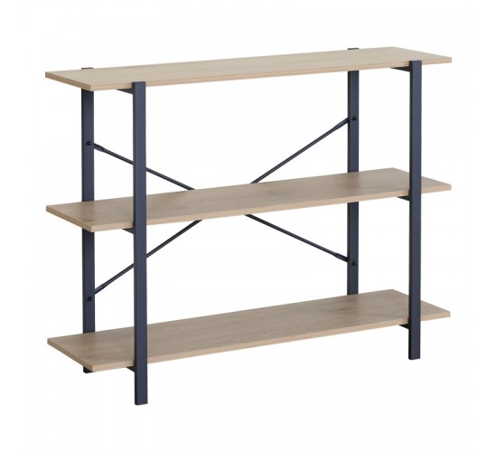 Επιδαπέδια ραφιέρα Nebranzo σε oak απόχρωση με μαύρο μέταλλο 106x35x80εκ Υλικό: CHIPBOARD WITH MELAMINE - STEEL TUBE WITH ELECTRIC COATING IN BLACK - PLASTIC PART 085-000028