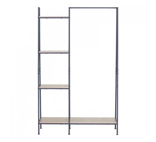 Έπιπλο εισόδου-ραφιέρα Herevy σε oak απόχρωση με μαύρο μέταλλο 101x35x160εκ Υλικό: CHIPBOARD WITH MELAMINE - STEEL TUBE WITH ELECTRIC COATING IN BLACK - PLASTIC PART 085-000030