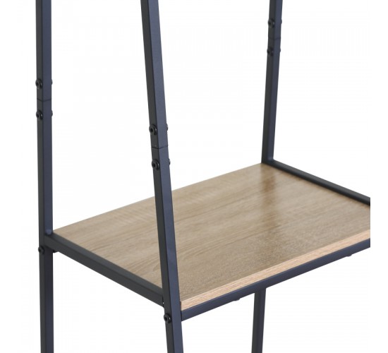 Έπιπλο εισόδου-ραφιέρα Herevy σε oak απόχρωση με μαύρο μέταλλο 101x35x160εκ Υλικό: CHIPBOARD WITH MELAMINE - STEEL TUBE WITH ELECTRIC COATING IN BLACK - PLASTIC PART 085-000030