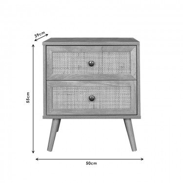 Κομοδίνο Oslo sonoma 50x39x55εκ Υλικό: CLIPBOARD WITH PAPER WOOD - PP RATTAN - WOOD 086-000002
