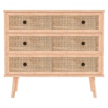 Συρταριέρα Oslo 3ων συρταριών sonoma 90x39x79εκ Υλικό: CLIPBOARD WITH PAPER WOOD - PP RATTAN 086-000003