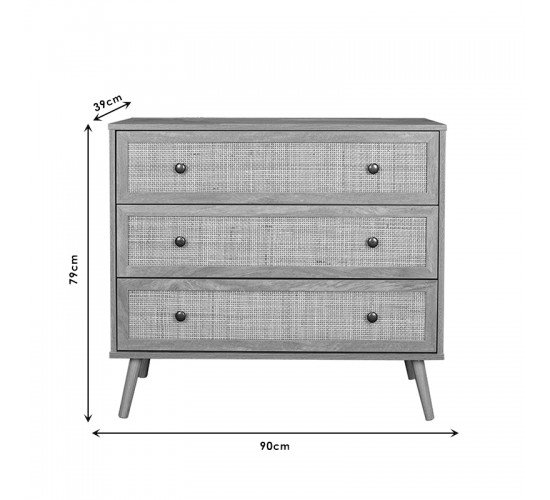 Συρταριέρα Oslo pakoworld 3ων συρταριών sonoma 90x39x79εκ