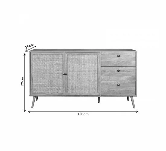Μπουφές Oslo pakoworld sonoma 150x39x79εκ Μπουφές Oslo pakoworld sonoma 150x39x79εκ