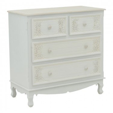 Συρταριέρα Pazlen Inart mdf σε λευκή αντικέ απόχρωση 80x40x80εκ Υλικό: MDF 087-000008