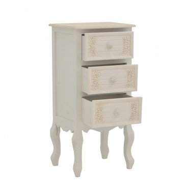 Κομοδίνο Pazlen Inart mdf σε λευκή αντικέ απόχρωση 40x34.5x82εκ Υλικό: MDF 087-000009