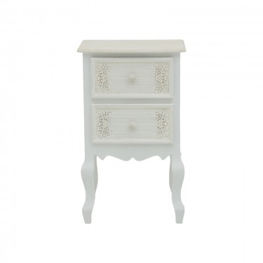 Κομοδίνο Pazlen Inart mdf σε λευκή αντικέ απόχρωση 40x45x65εκ Υλικό: MDF 087-000010