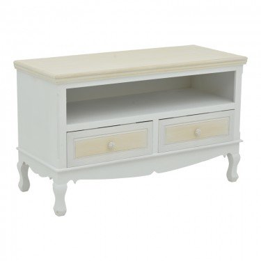 Έπιπλο τηλεόρασης Joliene Inart mdf σε λευκή αντικέ-φυσική απόχρωση 100x42x61εκ Υλικό: MDF 087-000014