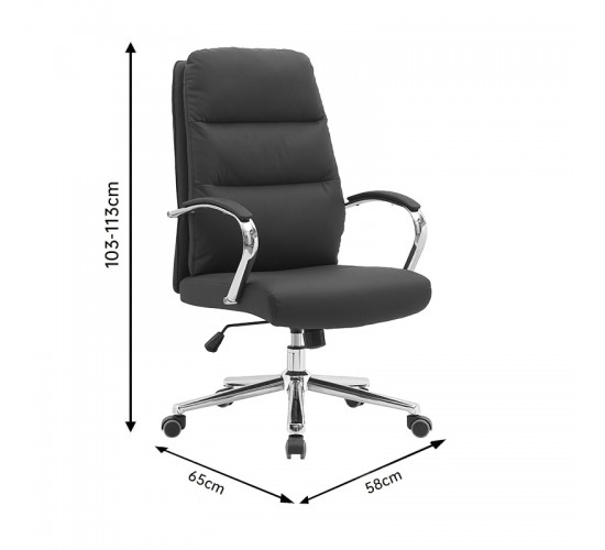 Καρέκλα γραφείου διευθυντή Normie pu μαύρο 58x65x103-111εκ Υλικό: PU - PVC - FOAM - PLYWOOD - METAL - NYLON 090-000025