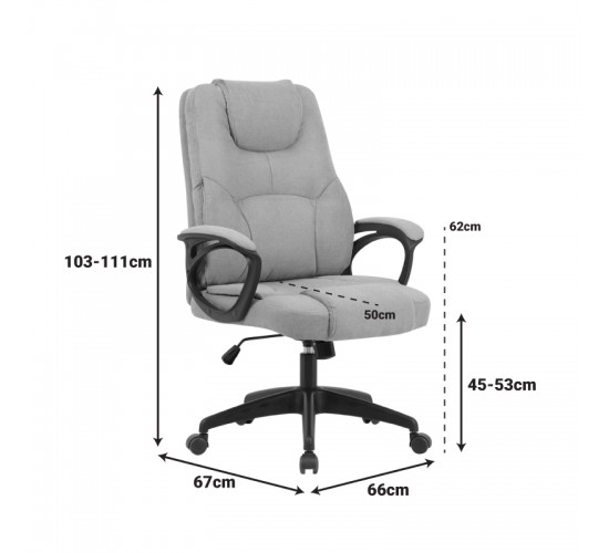 Καρέκλα γραφείου διευθυντή Kamora ύφασμα γκρι 66x67x103-111εκ Υλικό: FABRIC. foam. plywood. metal.nylon 090-000029