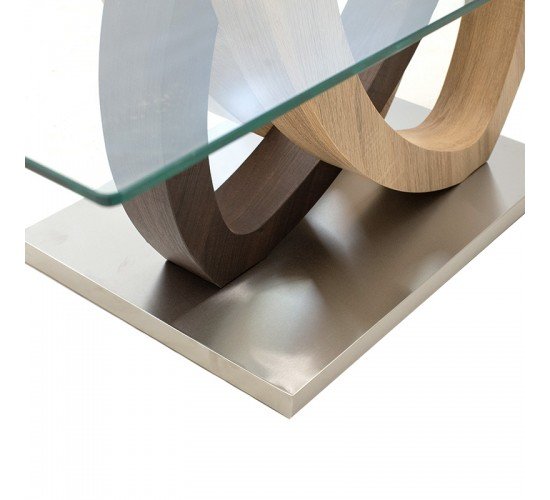 Τραπέζι σαλονιού Masai sonoma μελαμίνης - γυαλί 120x60x43εκ Υλικό: GLASS - LPL 093-000003