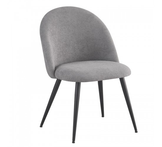 Καρέκλα Graceful γκρι μπουκλέ ύφασμα-πόδι μαύρο μέταλλο 51x56x84εκ Υλικό: FABRIC  - STEEL 093-000033
