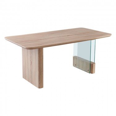 Tραπέζι Faghan καφέ mdf 180x90x76εκ Υλικό: MDF - TEMPERED GLASS 093-000034