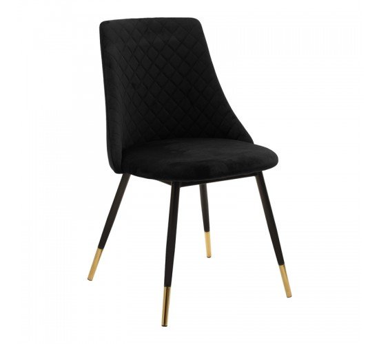 Καρέκλα Giselle βελούδο μαύρο-πόδι μαύρο χρυσό 096-000037