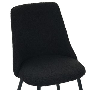 Καρέκλα Giselle μπουκλέ ύφασμα σε μαύρη απόχρωση 49x53x82εκ Υλικό: TEDDY 096-000040