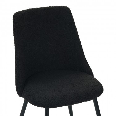 Καρέκλα Giselle μπουκλέ ύφασμα σε μαύρη απόχρωση 51x52x82εκ Υλικό: TEDDY 096-000040