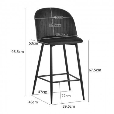Σκαμπό μπαρ Barow βελούδο σε σάπιο μήλο απόχρωση με μαύρα μεταλλικά πόδια 53x46.5x96.5 Υλικό: VELVET - METAL 096-000050