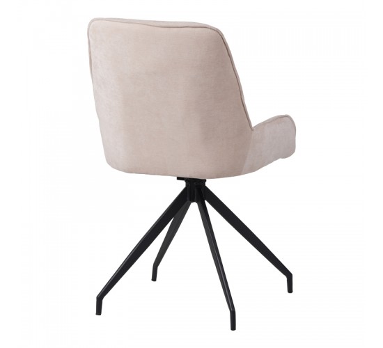 Καρέκλα περιστρεφόμενη Kadeira ύφασμα μπεζ με μαύρα μεταλλικά πόδια 57.5x51x89 Υλικό: VELVET - METAL 096-000052
