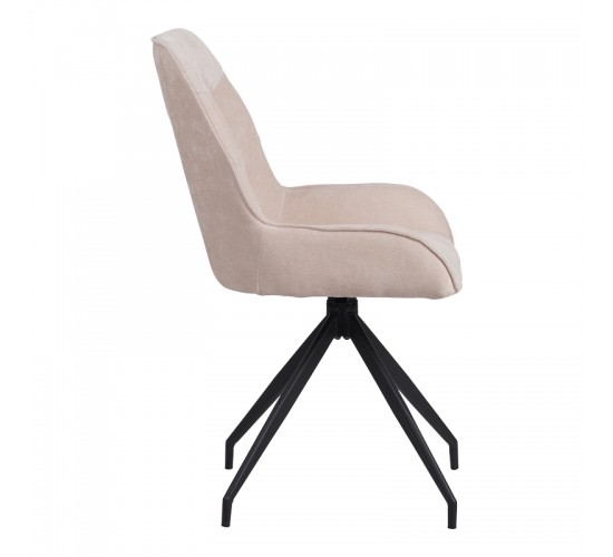 Καρέκλα περιστρεφόμενη Kadeira ύφασμα μπεζ με μαύρα μεταλλικά πόδια 57.5x51x89 Υλικό: VELVET - METAL 096-000052