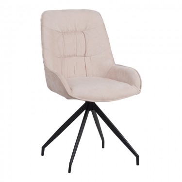 Καρέκλα περιστρεφόμενη Kadeira ύφασμα μπεζ με μαύρα μεταλλικά πόδια 57.5x51x89 Υλικό: VELVET - METAL 096-000052