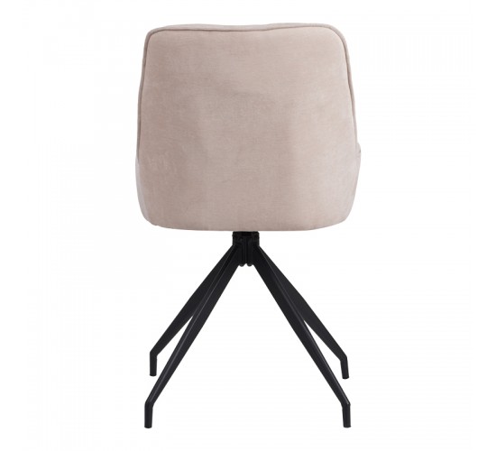 Καρέκλα περιστρεφόμενη Kadeira ύφασμα μπεζ με μαύρα μεταλλικά πόδια 57.5x51x89 Υλικό: VELVET - METAL 096-000052