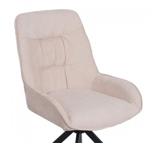 Καρέκλα περιστρεφόμενη Kadeira ύφασμα μπεζ με μαύρα μεταλλικά πόδια 57.5x51x89 Υλικό: VELVET - METAL 096-000052