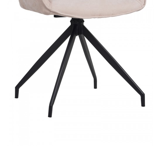 Καρέκλα περιστρεφόμενη Kadeira ύφασμα μπεζ με μαύρα μεταλλικά πόδια 57.5x51x89 Υλικό: VELVET - METAL 096-000052